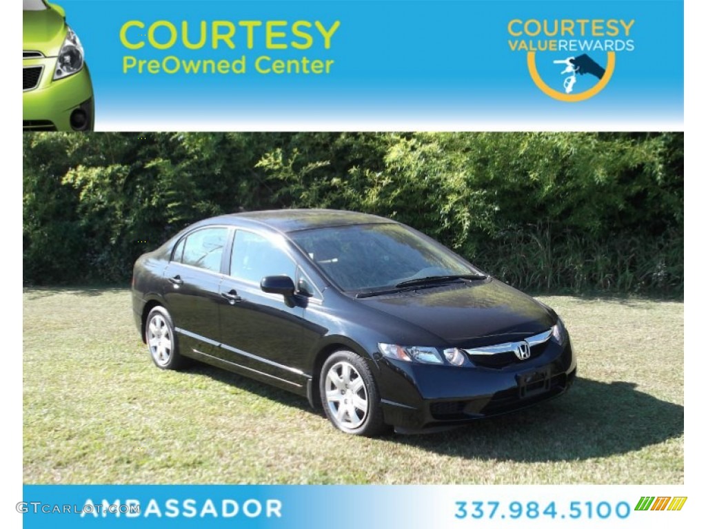 2010 Civic LX Sedan - Crystal Black Pearl / Gray photo #1