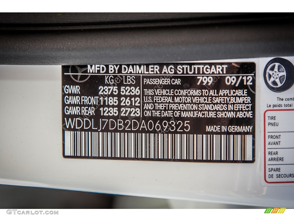2013 CLS Color Code 799 for Diamond White Metallic Photo #72973229