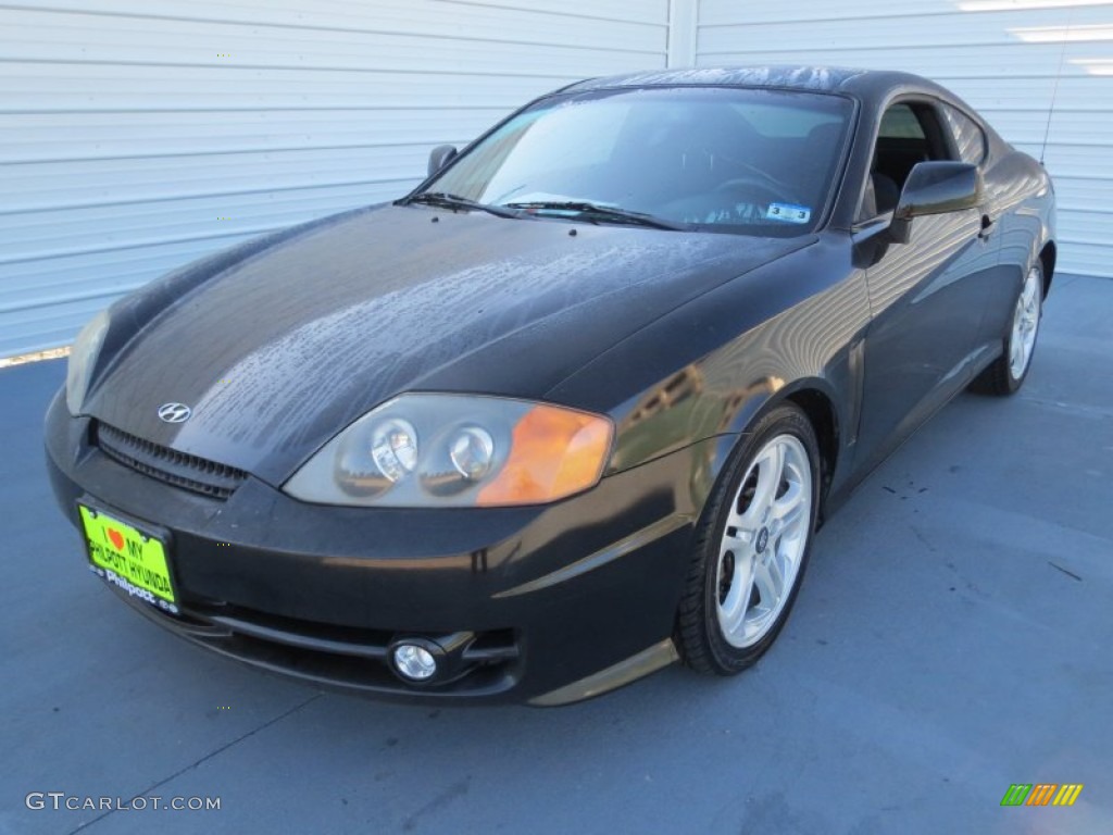 2004 Tiburon GT - Jet Black / Black photo #6