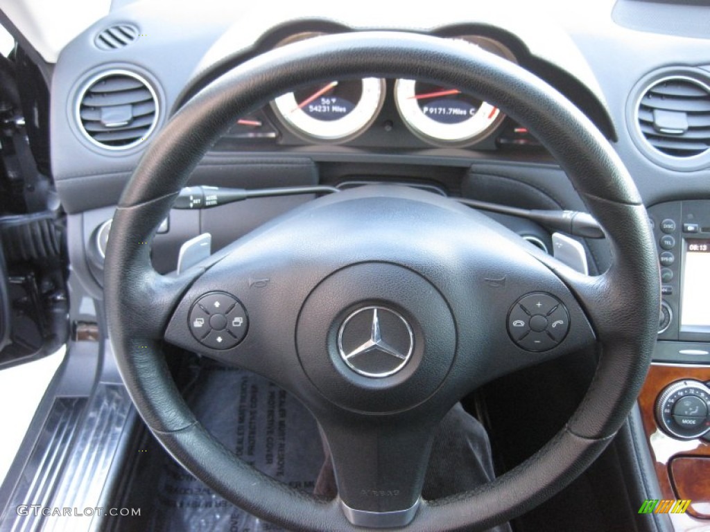 2009 Mercedes-Benz SL 550 Roadster Black Steering Wheel Photo #72975998