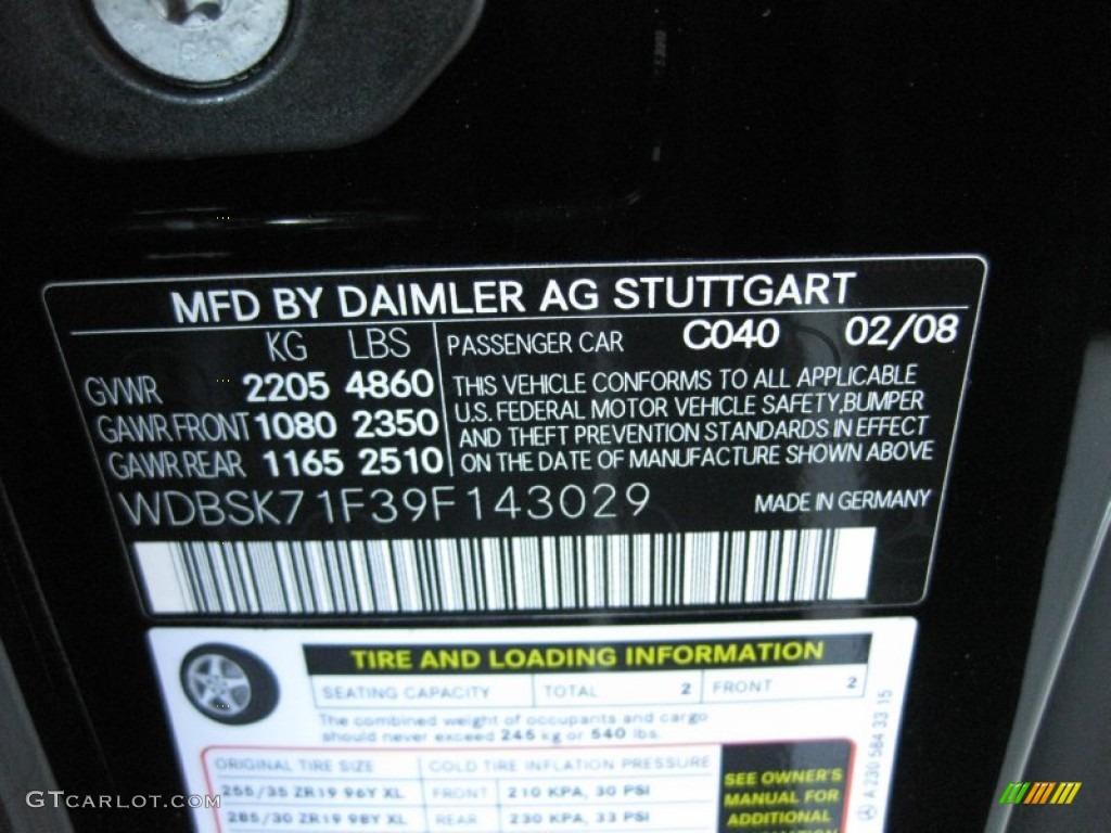 2009 SL Color Code 040 for Black Photo #72976188