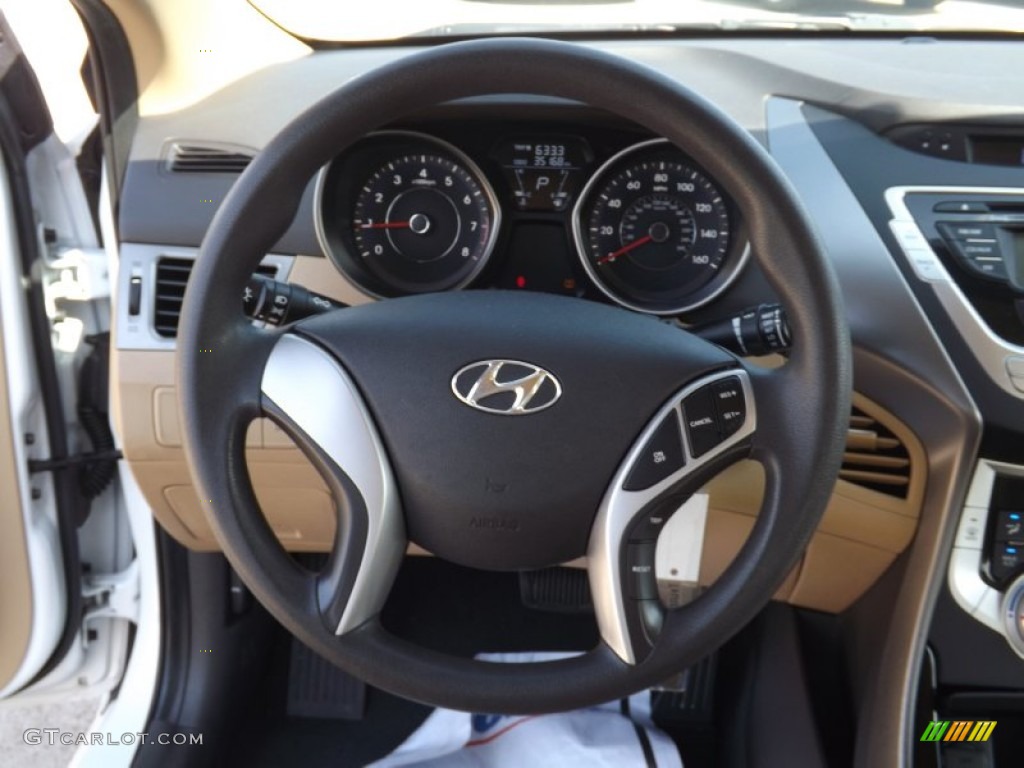 2011 Hyundai Elantra GLS Beige Steering Wheel Photo #72978888