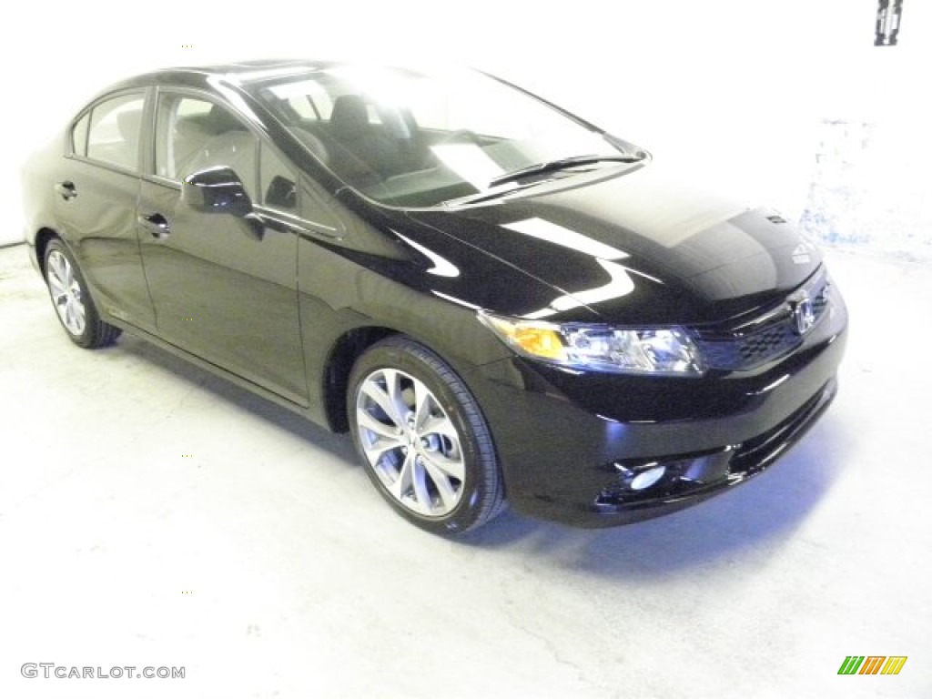 2012 Civic Si Sedan - Crystal Black Pearl / Black photo #1