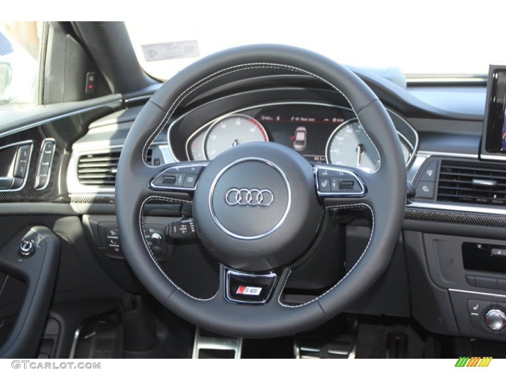 2013 Audi S6 4.0 TFSI quattro Sedan Black Steering Wheel Photo #72984546