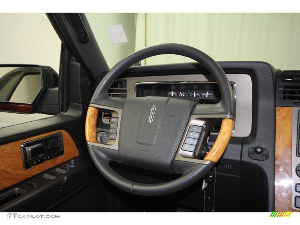 2011 Lincoln Navigator Limited Edition Canyon/Black Steering Wheel Photo #72988794