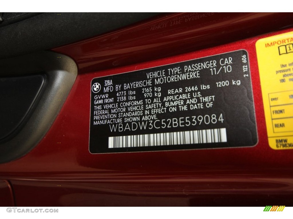 2011 BMW 3 Series 328i Convertible Info Tag Photo #72989934