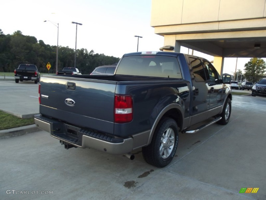 2004 F150 Lariat SuperCrew - Medium Wedgewood Blue Metallic / Tan photo #3