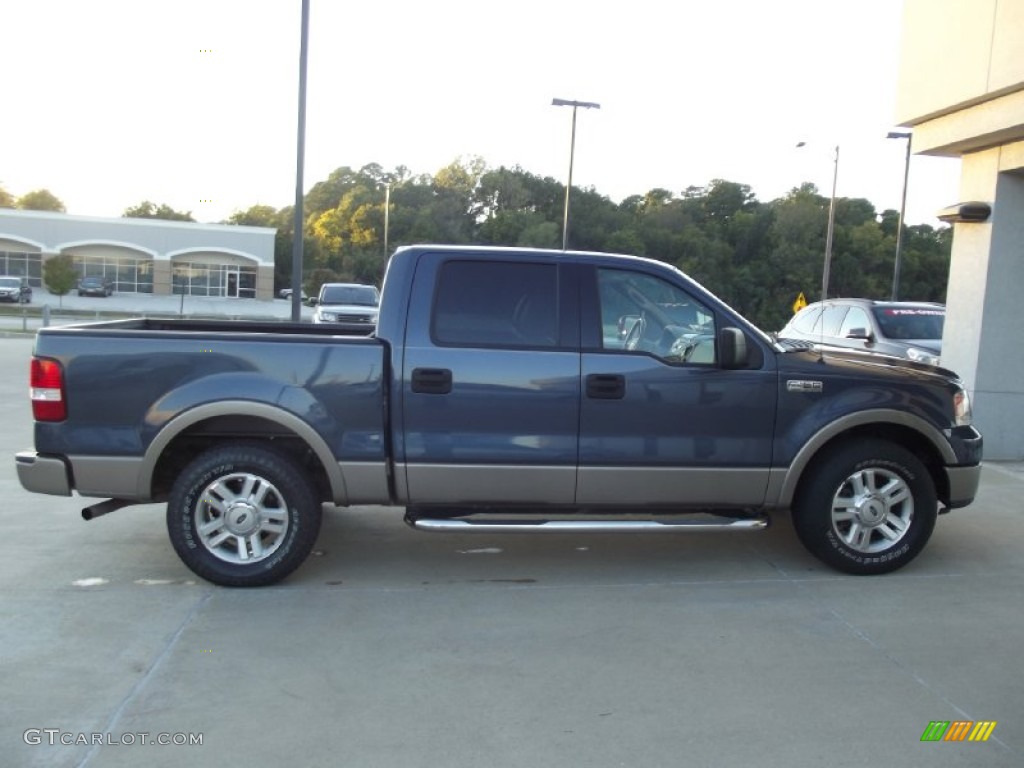 2004 F150 Lariat SuperCrew - Medium Wedgewood Blue Metallic / Tan photo #6