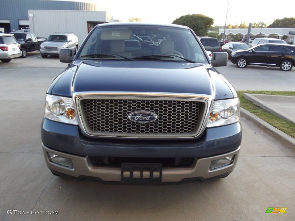 2004 F150 Lariat SuperCrew - Medium Wedgewood Blue Metallic / Tan photo #7