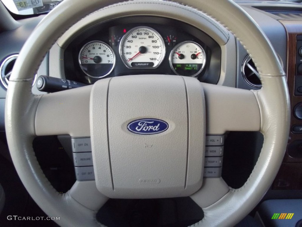 2004 F150 Lariat SuperCrew - Medium Wedgewood Blue Metallic / Tan photo #10