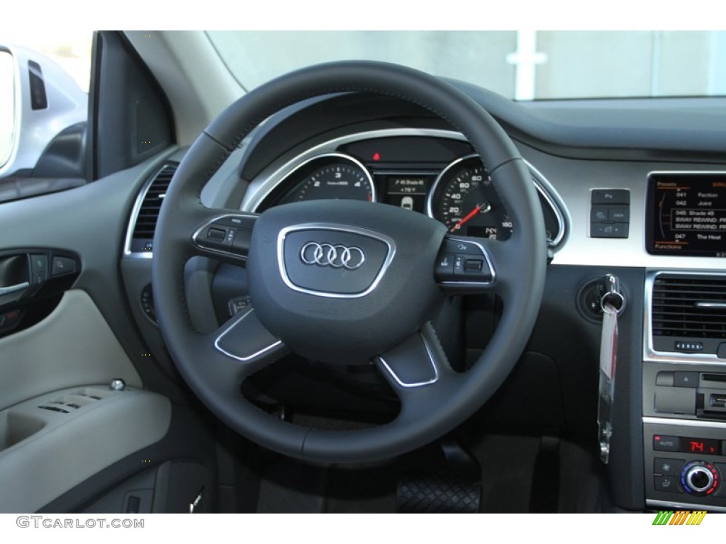 2013 Audi Q7 3.0 TDI quattro Limestone Gray Steering Wheel Photo #72994816