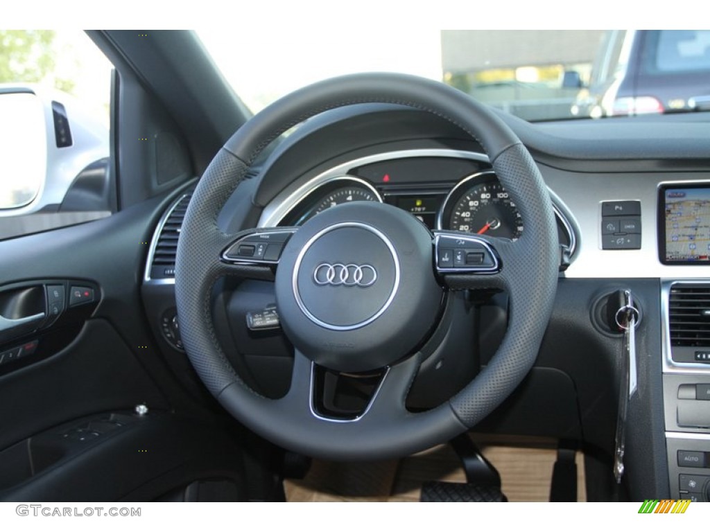 2013 Audi Q7 3.0 S Line quattro Black Steering Wheel Photo #72995557