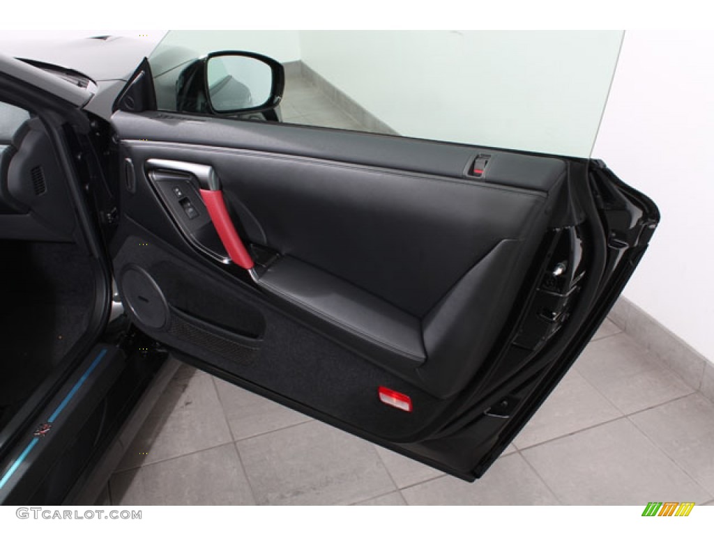 2013 Nissan GT-R Black Edition Black Edition Black/Red Door Panel Photo #72998833