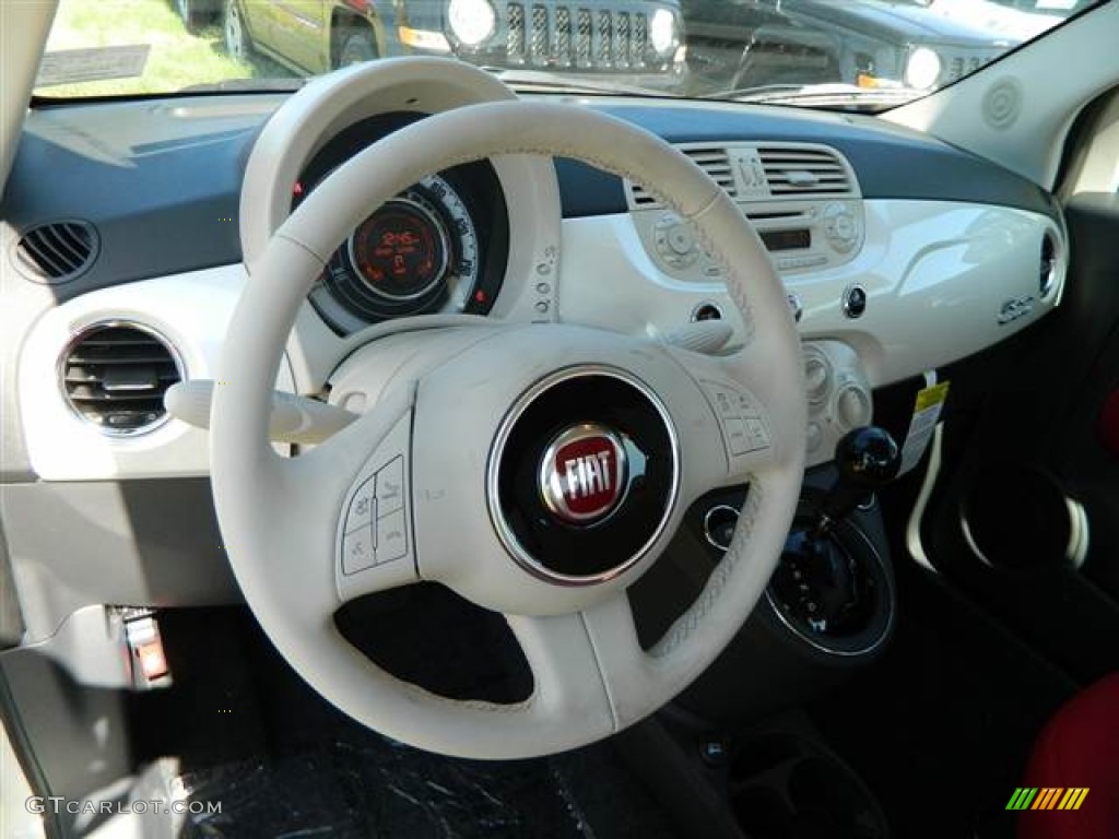 2013 Fiat 500 Pop Rosso/Avorio (Red/Ivory) Steering Wheel Photo #73000918