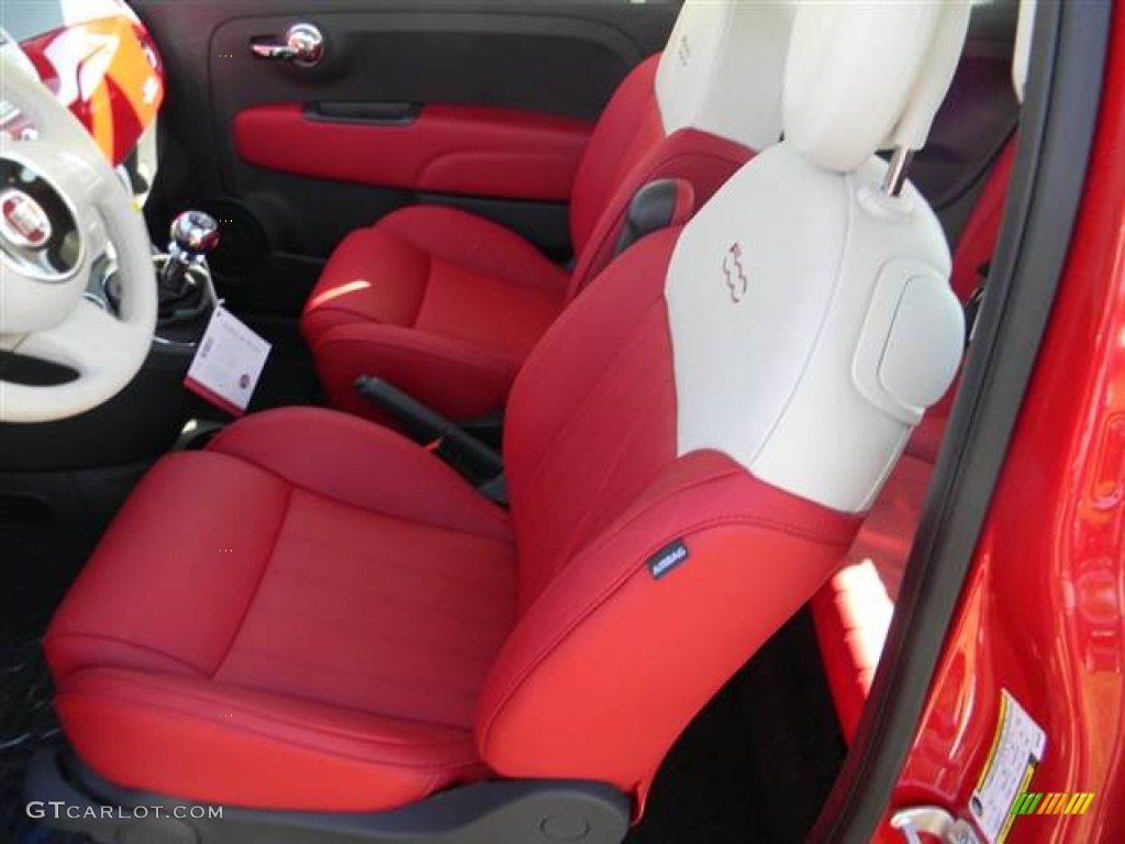 Rosso/Avorio (Red/Ivory) Interior 2013 Fiat 500 Lounge Photo #73002877