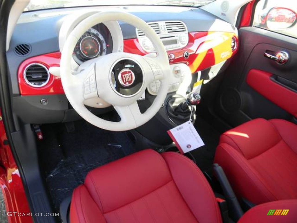 Rosso/Avorio (Red/Ivory) Interior 2013 Fiat 500 Lounge Photo #73002894