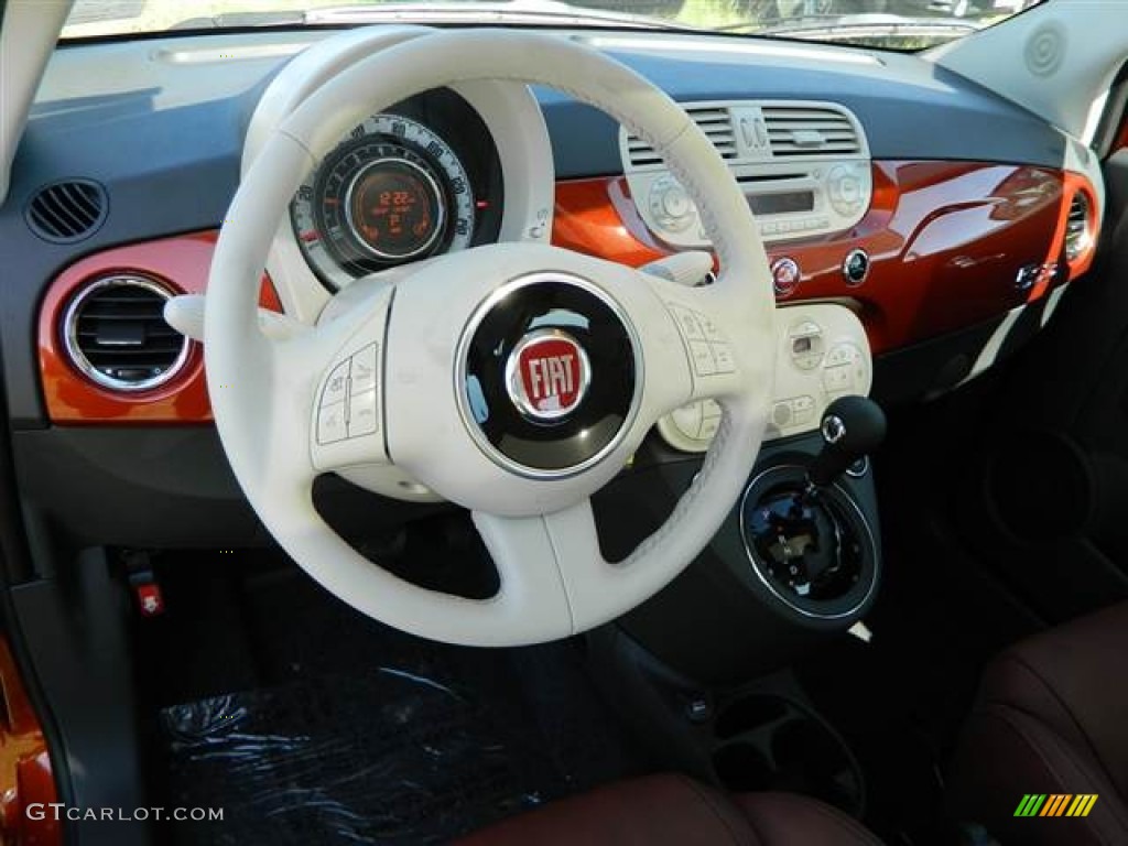 2013 Fiat 500 Lounge Marrone/Avorio (Brown/Ivory) Dashboard Photo #73005108