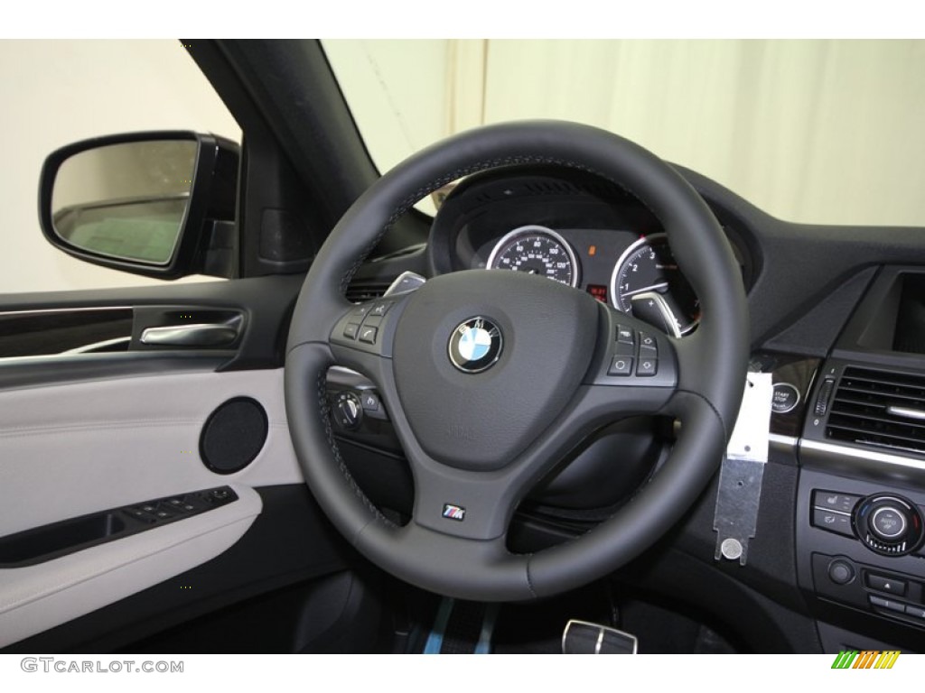 2013 BMW X6 xDrive35i Oyster Steering Wheel Photo #73016839