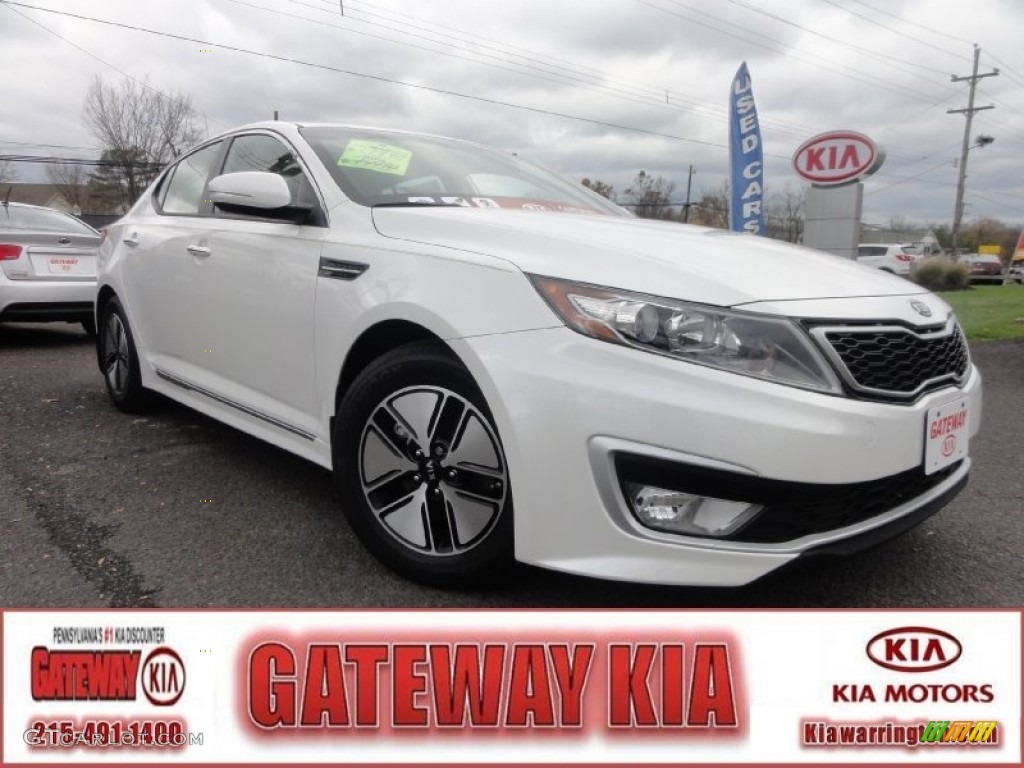 2012 Optima Hybrid - Snow White Pearl / Beige photo #1