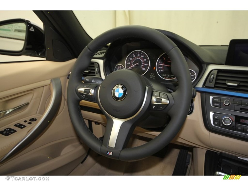 2013 BMW 3 Series 335i Sedan Venetian Beige Steering Wheel Photo #73017478