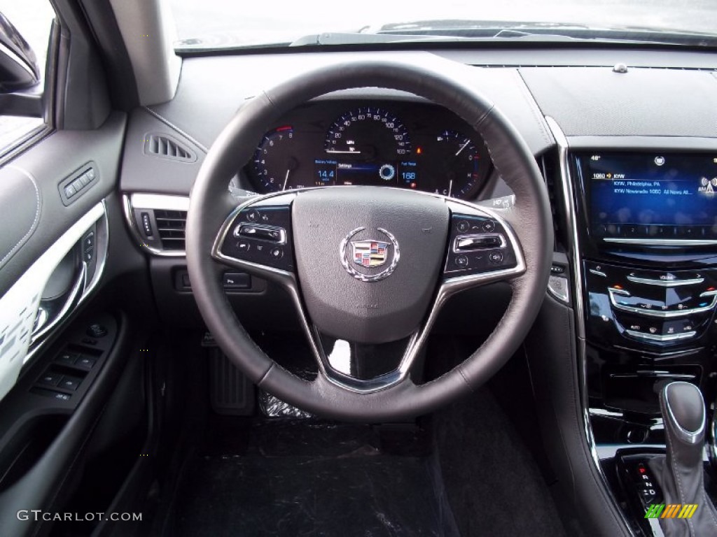 2013 Cadillac ATS 3.6L Luxury AWD Jet Black/Jet Black Accents Steering Wheel Photo #73018063