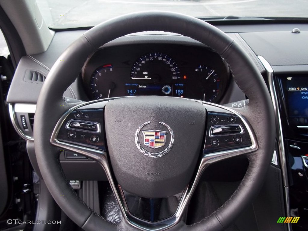 2013 Cadillac ATS 3.6L Luxury AWD Jet Black/Jet Black Accents Steering Wheel Photo #73018141