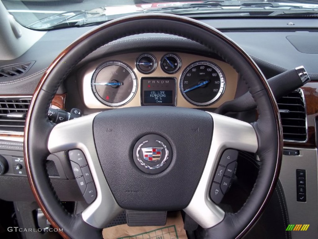 2013 Cadillac Escalade Platinum AWD Ebony Steering Wheel Photo #73018537