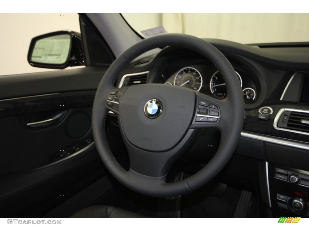 2013 BMW 5 Series 535i Gran Turismo Black Steering Wheel Photo #73020829