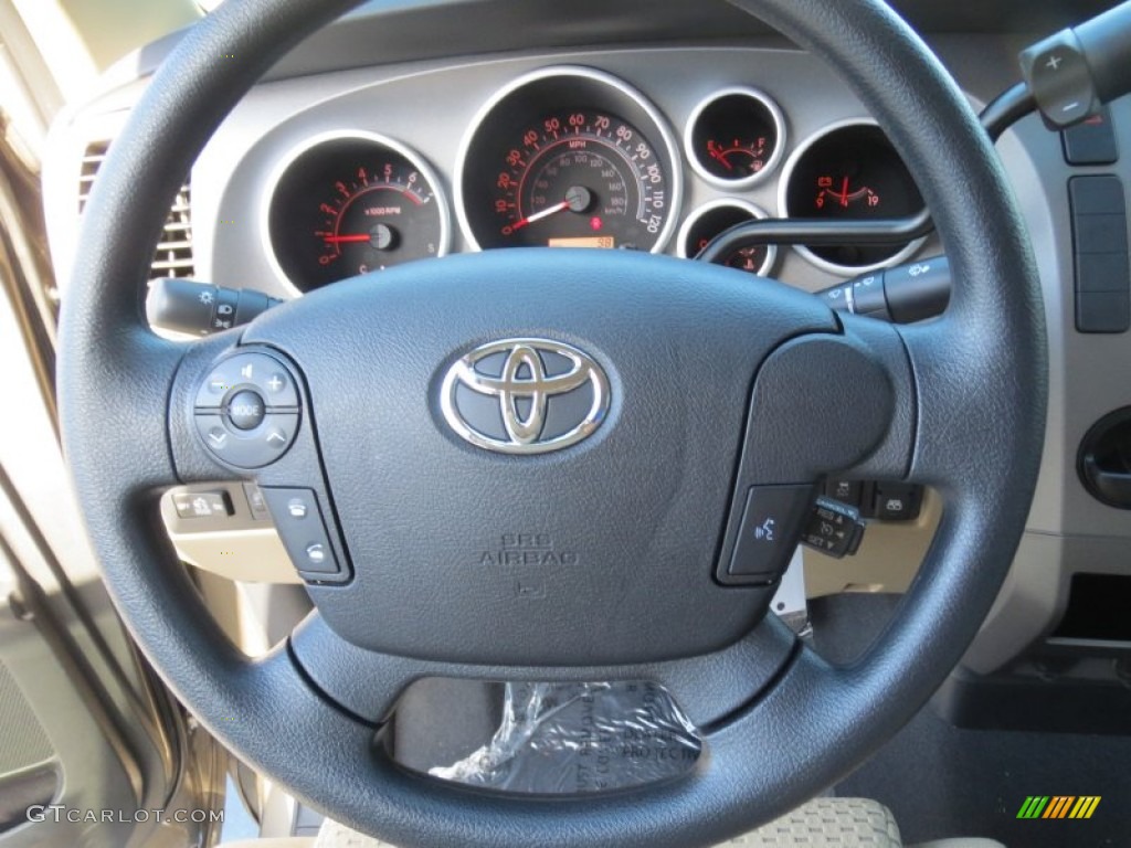 2013 Toyota Tundra Texas Edition CrewMax Sand Beige Steering Wheel Photo #73021208