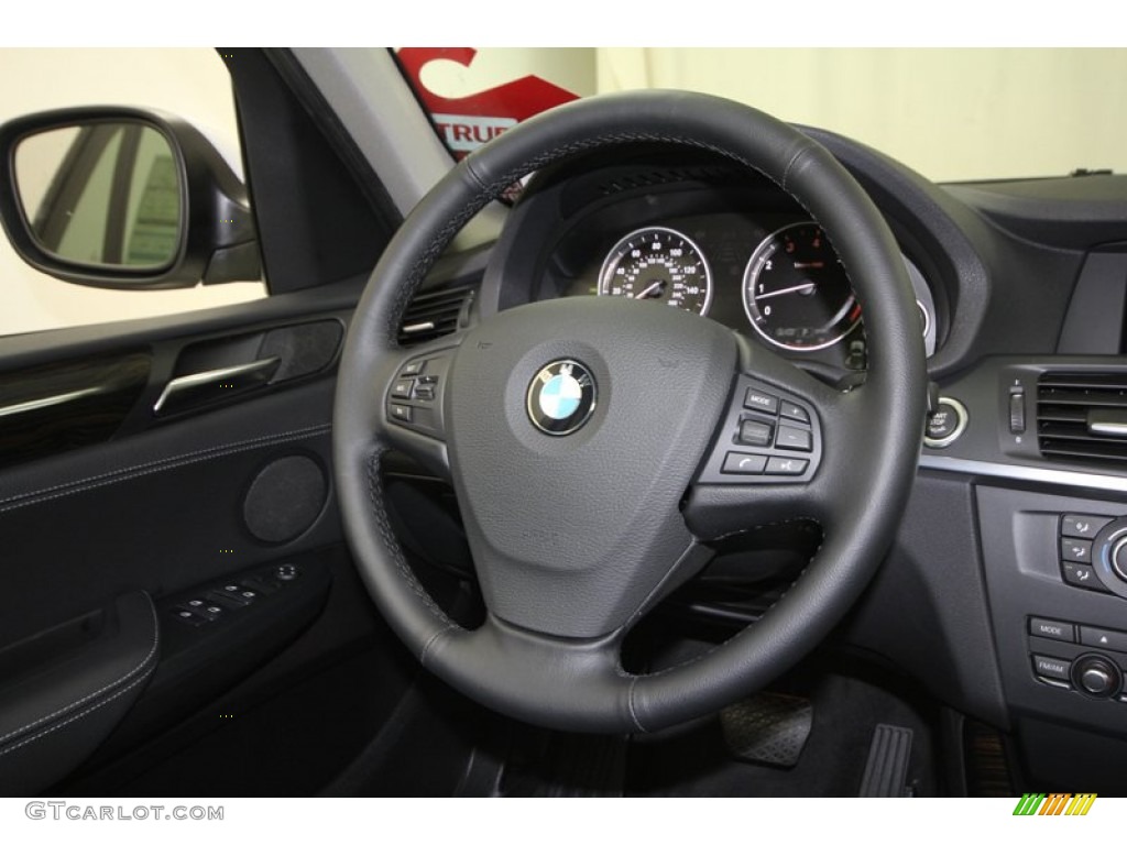 2013 BMW X3 xDrive 28i Black Steering Wheel Photo #73023364