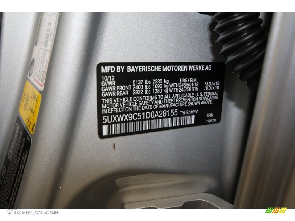 2013 X3 Color Code 354 for Titanium Silver Metallic Photo #73023613