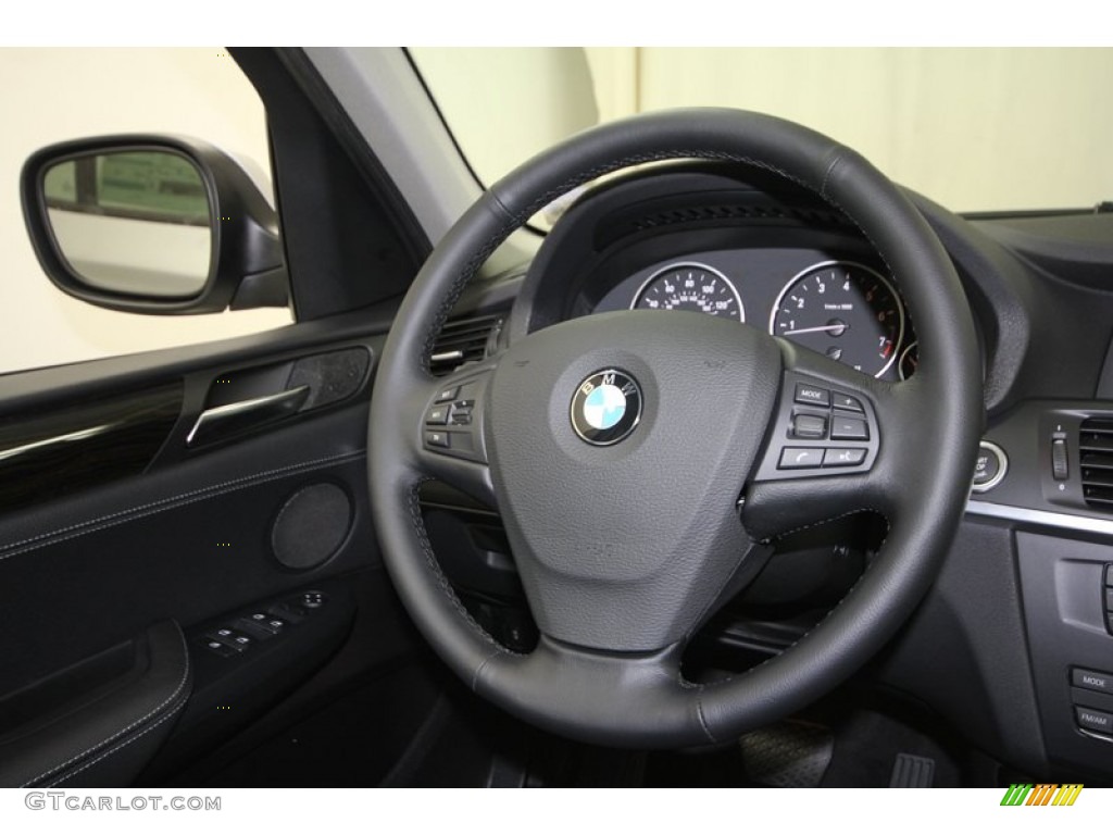 2013 BMW X3 xDrive 28i Black Steering Wheel Photo #73024003