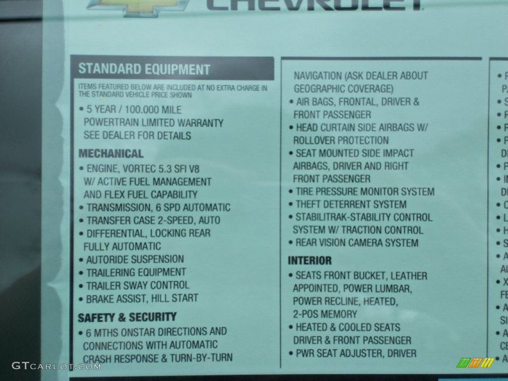 2013 Chevrolet Avalanche LTZ 4x4 Black Diamond Edition Window Sticker Photo #73024606