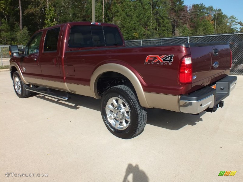 2012 F350 Super Duty Lariat Crew Cab 4x4 - Autumn Red / Adobe photo #7