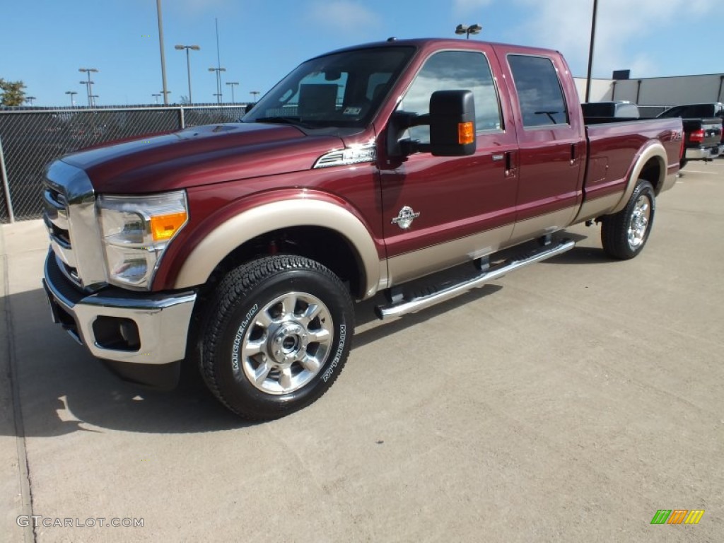 2012 F350 Super Duty Lariat Crew Cab 4x4 - Autumn Red / Adobe photo #9