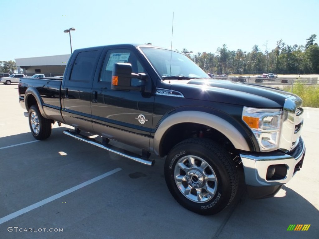 2012 F350 Super Duty Lariat Crew Cab 4x4 - Green Gem Metallic / Adobe photo #1