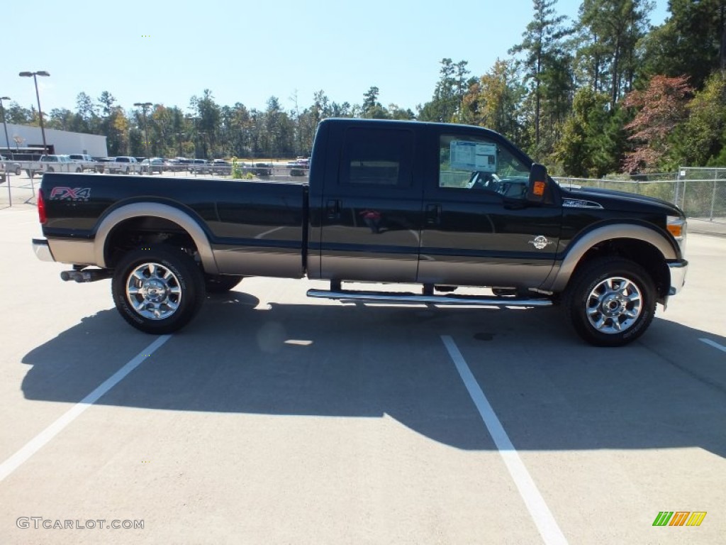 2012 F350 Super Duty Lariat Crew Cab 4x4 - Green Gem Metallic / Adobe photo #2