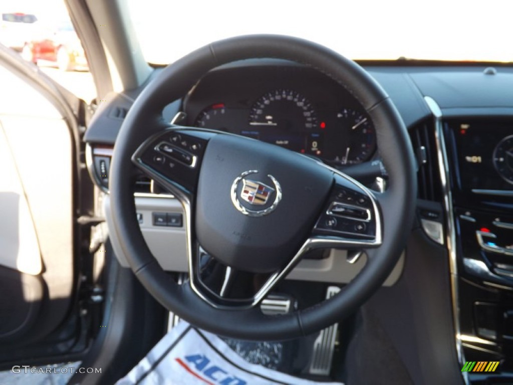 2013 Cadillac ATS 2.0L Turbo Performance Light Platinum/Jet Black Accents Steering Wheel Photo #73028593