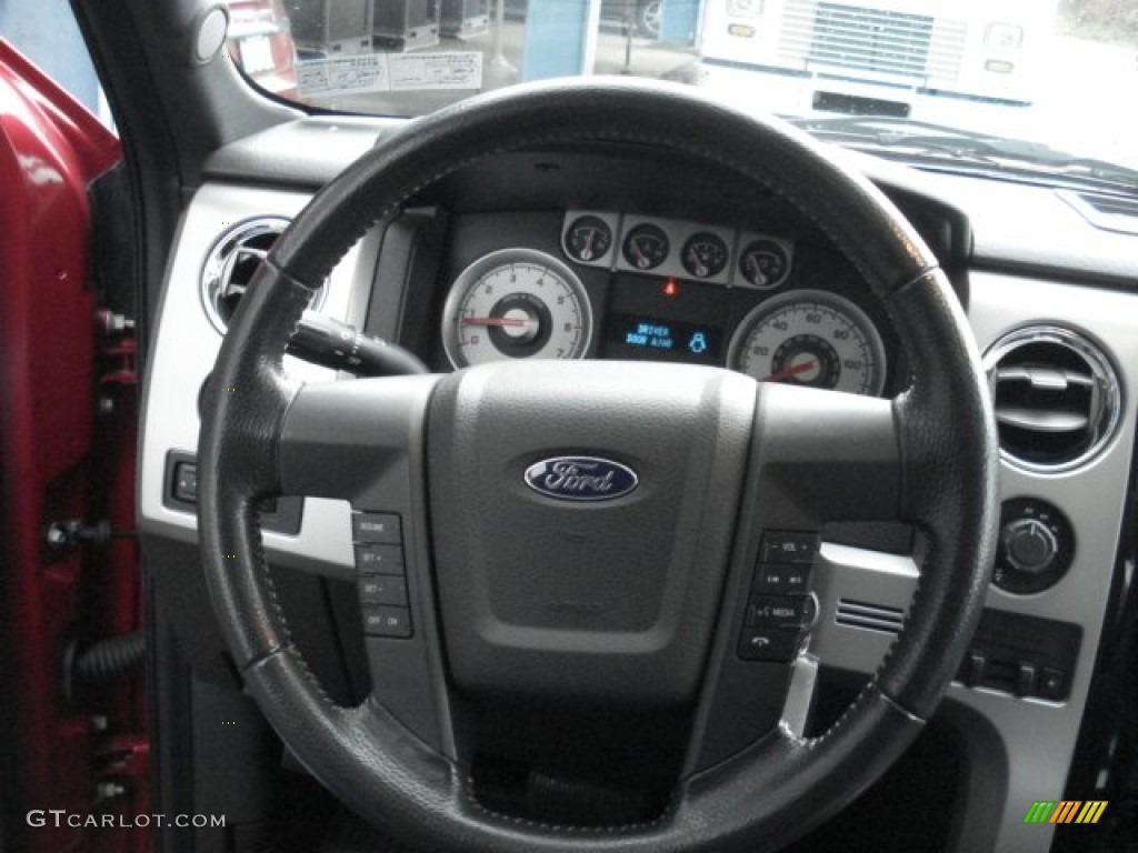 2010 Ford F150 FX4 SuperCab 4x4 Black Steering Wheel Photo #73030138