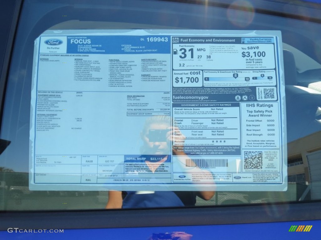 2013 Ford Focus SE Sedan Window Sticker Photo #73030944