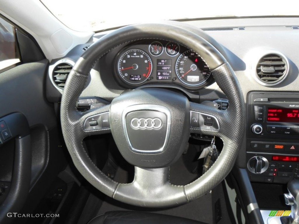 2009 Audi A3 2.0T quattro Black Steering Wheel Photo #73031695