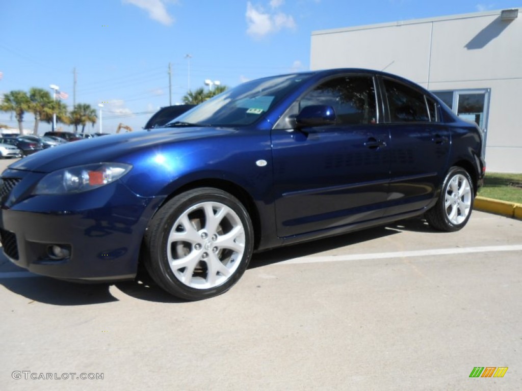 2008 MAZDA3 i Sport Sedan - Stormy Blue Mica / Beige photo #3