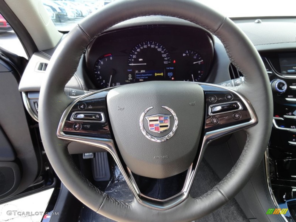 2013 Cadillac ATS 2.5L Jet Black/Jet Black Accents Steering Wheel Photo #73036759