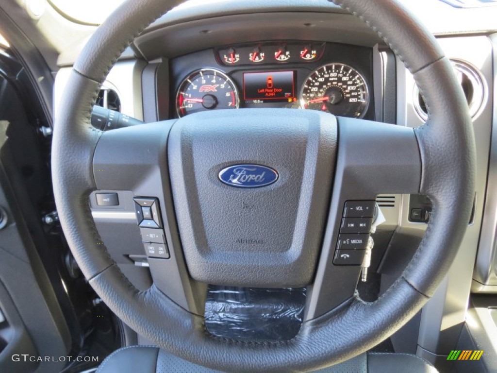 2013 Ford F150 FX4 SuperCrew 4x4 Black Steering Wheel Photo #73037158