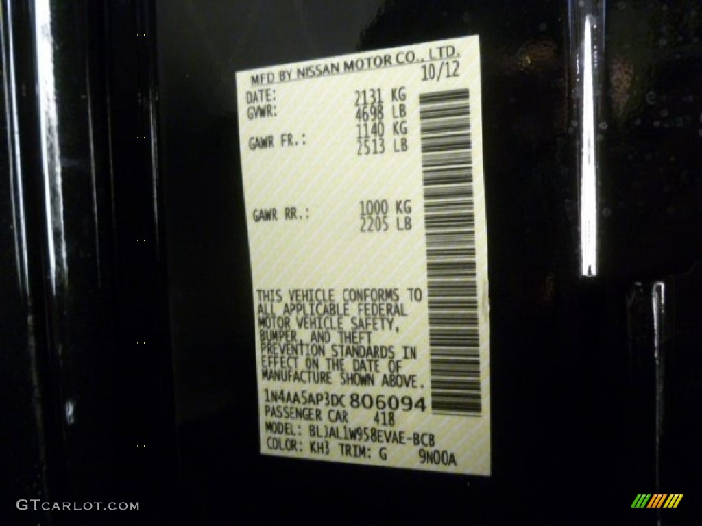 2013 Nissan Maxima 3.5 SV Sport Color Code Photos
