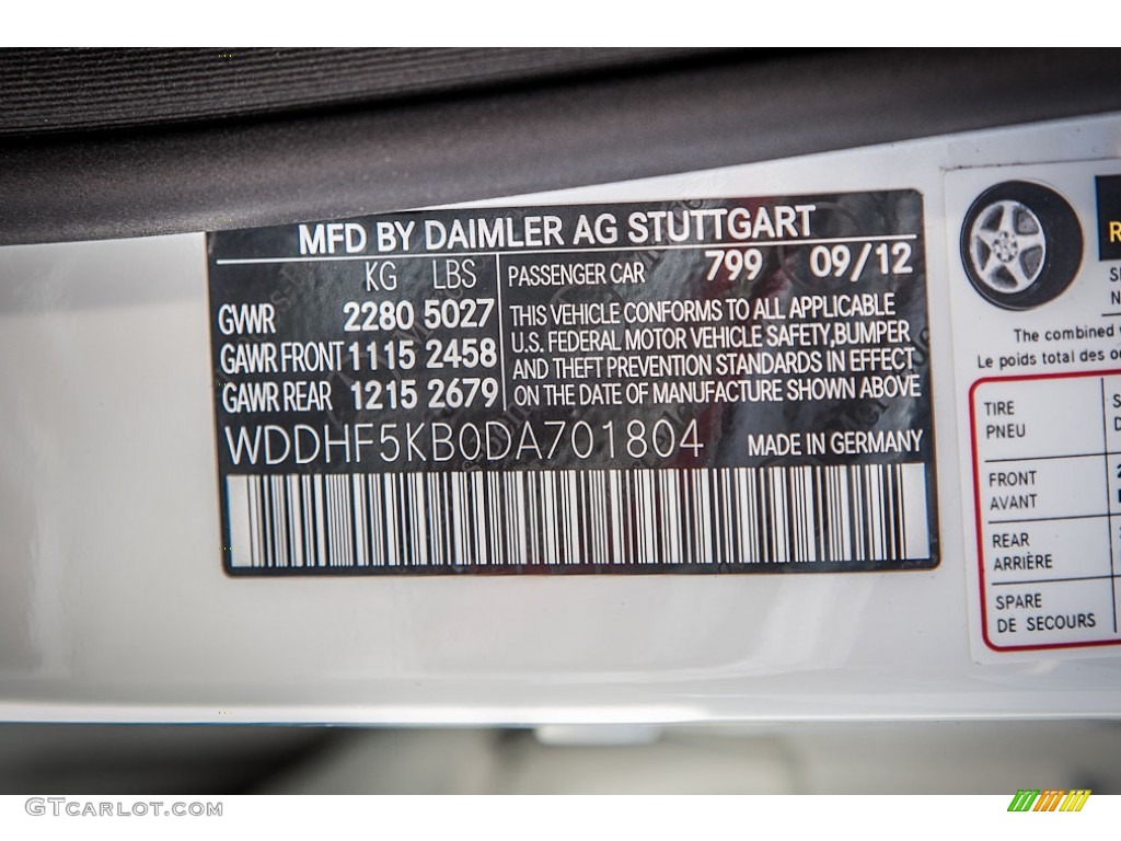 2013 E Color Code 799 for Diamond White Metallic Photo #73040668
