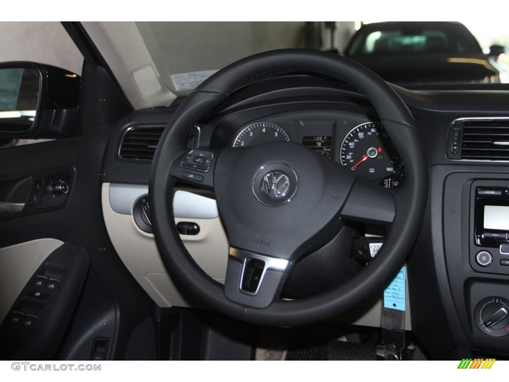 2013 Volkswagen Jetta SE Sedan Cornsilk Beige Steering Wheel Photo #73040794