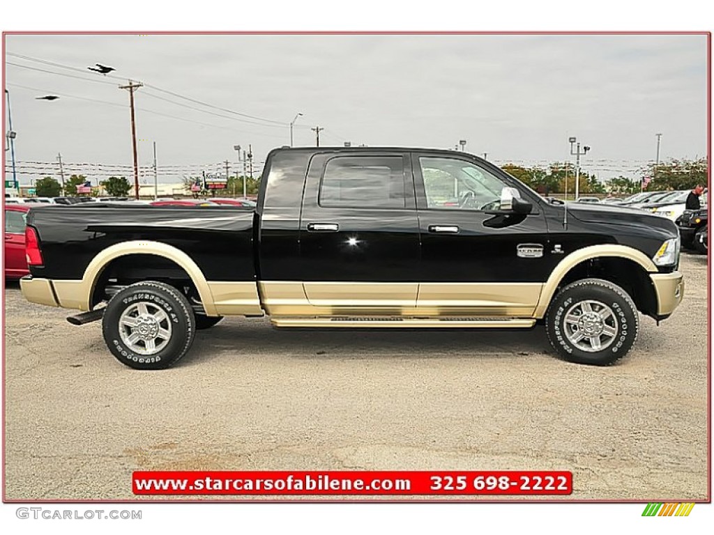 2012 Ram 2500 HD Laramie Longhorn Mega Cab 4x4 - Black / Light Pebble Beige/Bark Brown photo #9