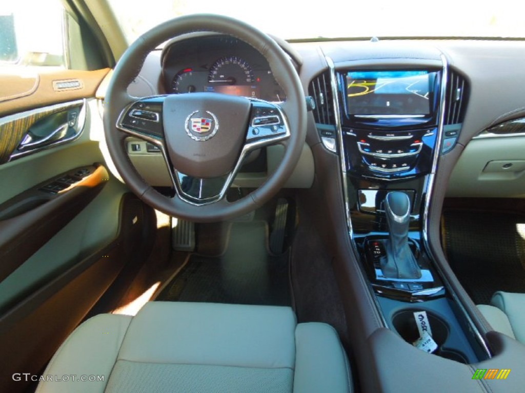 2013 Cadillac ATS 2.5L Luxury Light Platinum/Brownstone Accents Dashboard Photo #73045511