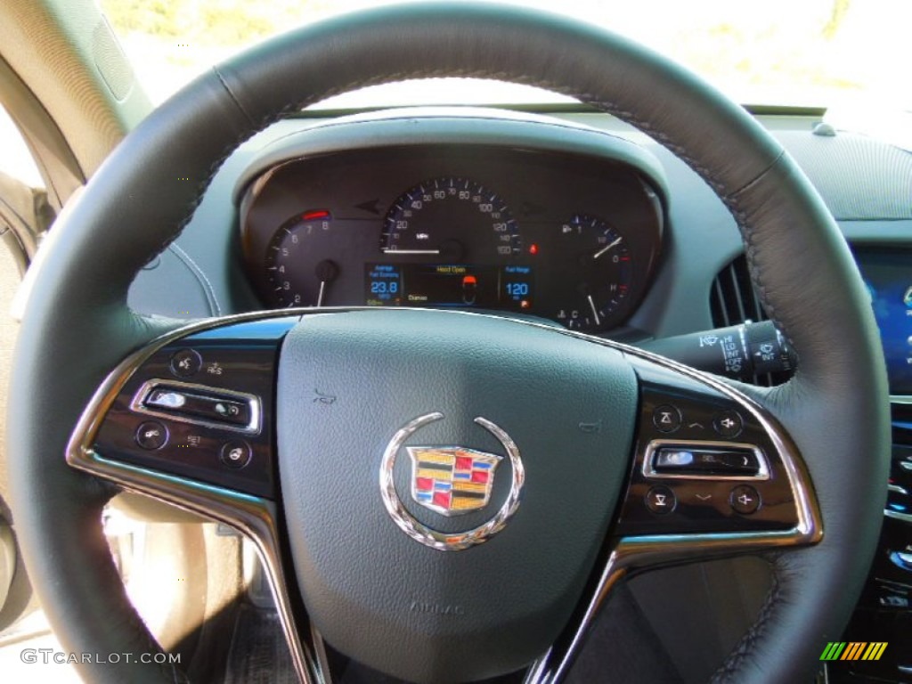 2013 Cadillac ATS 3.6L Luxury Jet Black/Jet Black Accents Steering Wheel Photo #73046041